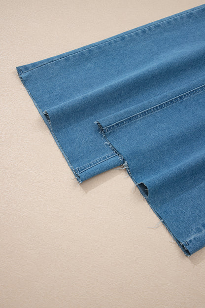 Dusk Blue Retro Washed Patch Pocket Loose Jeans