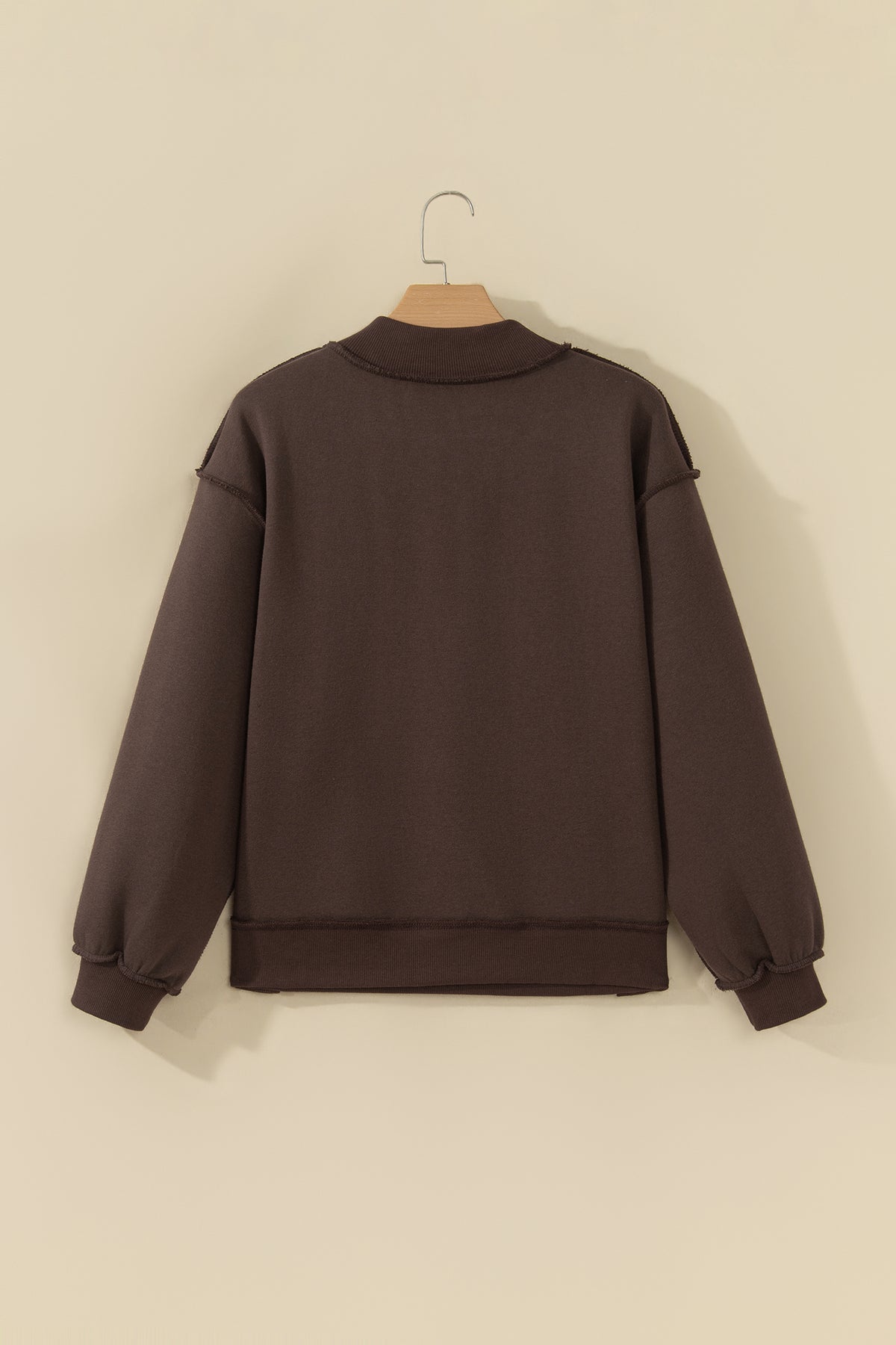 Coffee PRAY Polka Dot Embroidered Mock Neck Sweatshirt