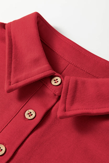 Racing Red Loose Polo Tee Elastic Waist 2pcs Short Set