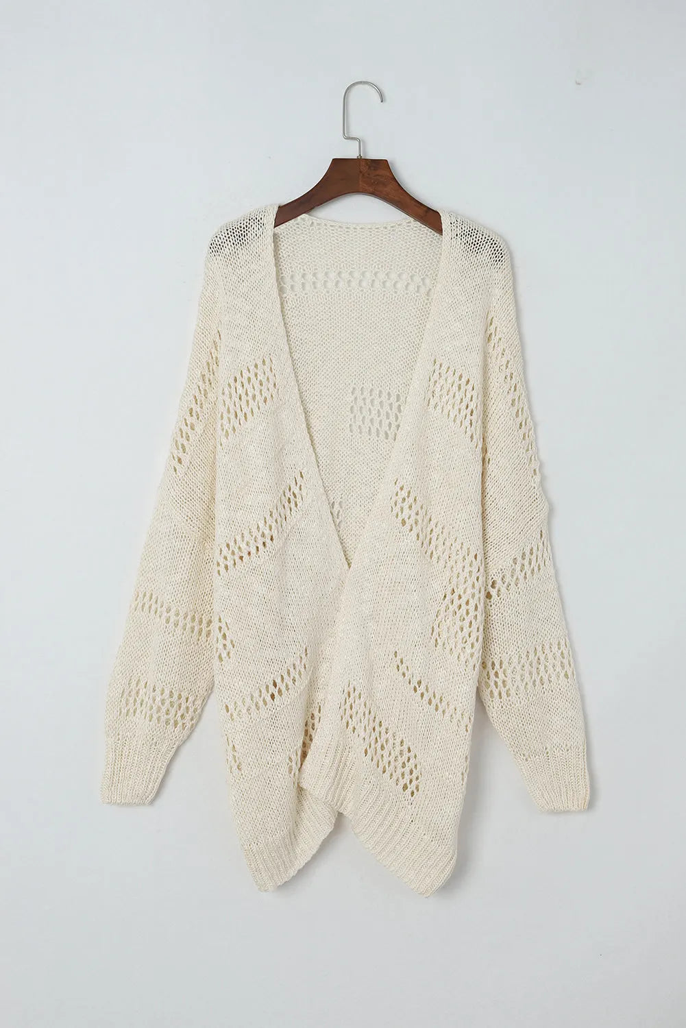 Apricot Casual Hollowed Knit Dolman Sleeve Cardigan - Chic Meadow Boutique 