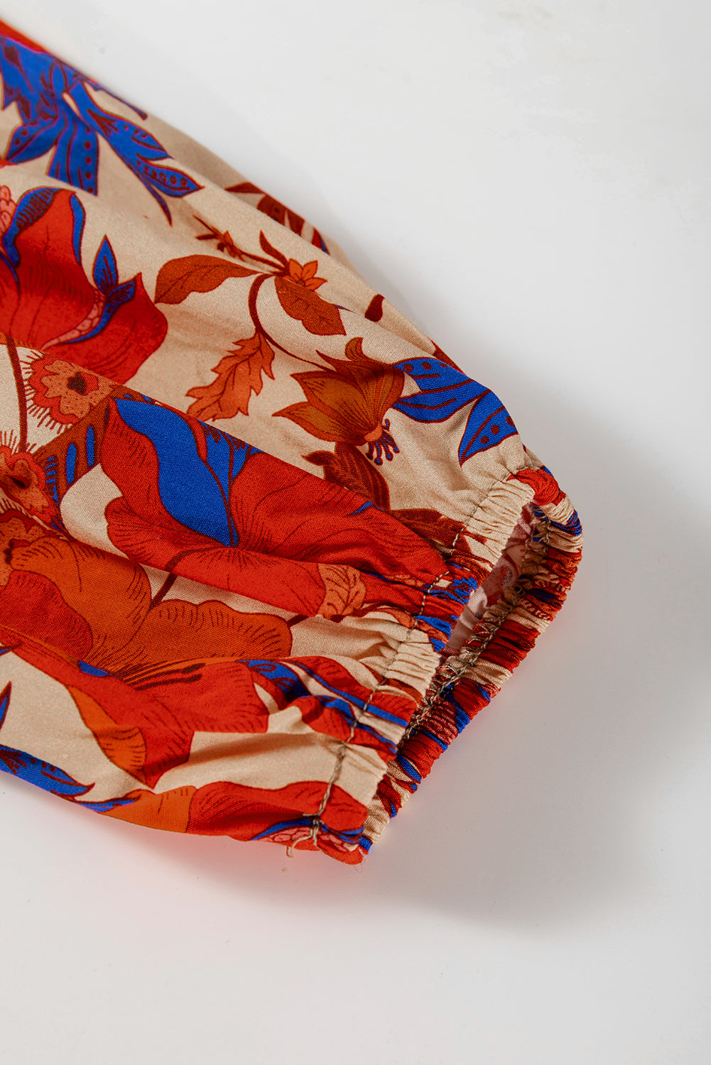 Multicolour Floral Print Square Neck Backless Loose Fit Blouse