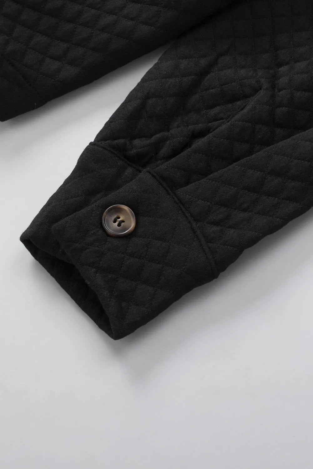 Black Retro Quilted Flap Pocket Button Shacket - Chic Meadow Boutique 