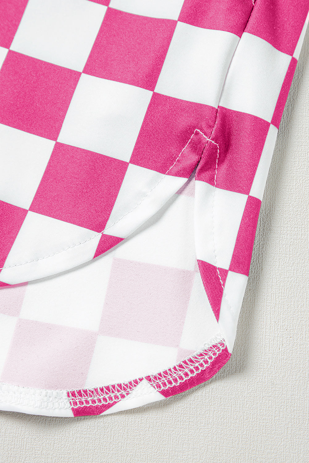 Rose Checkered Print High Waist Casual Shorts