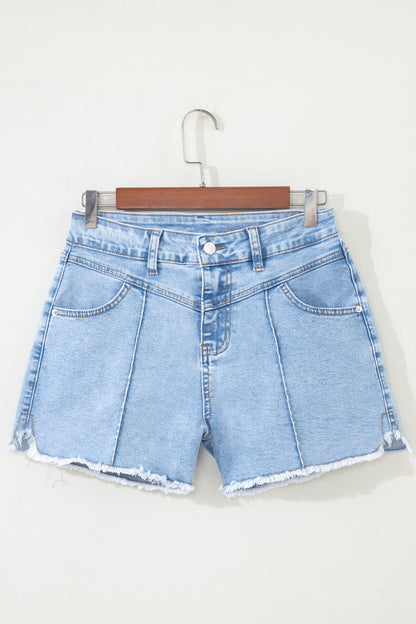 Myosotis High Waist Frayed Denim Shorts