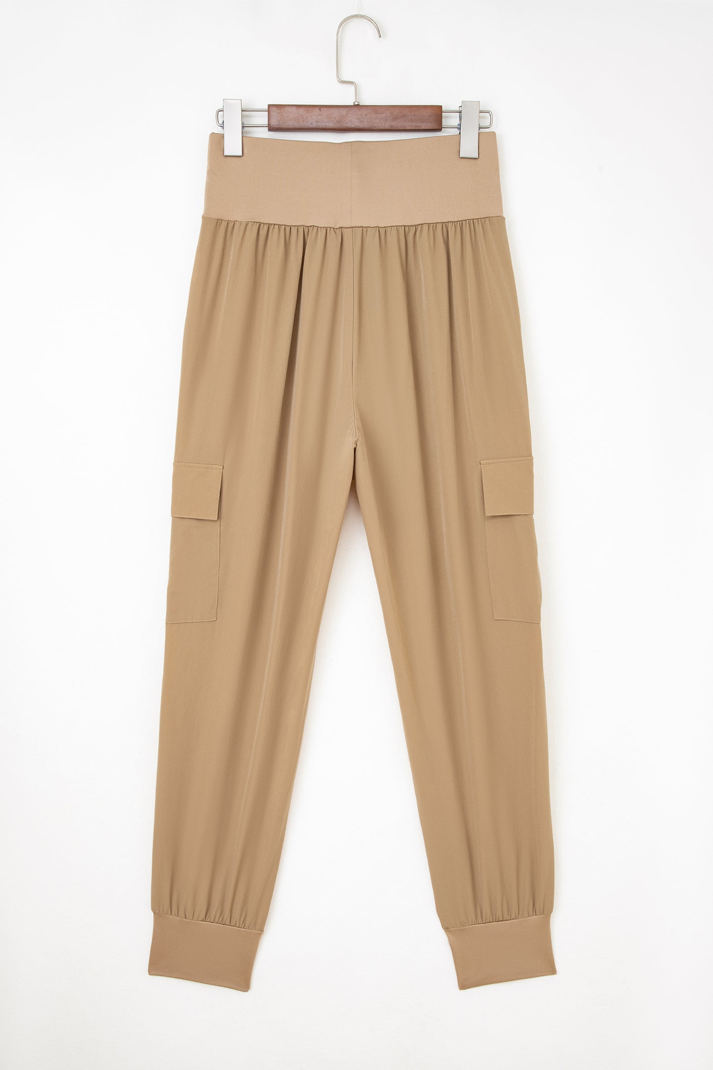 Camel Elastic High Waist Pocketed Cargo Jogger Pants