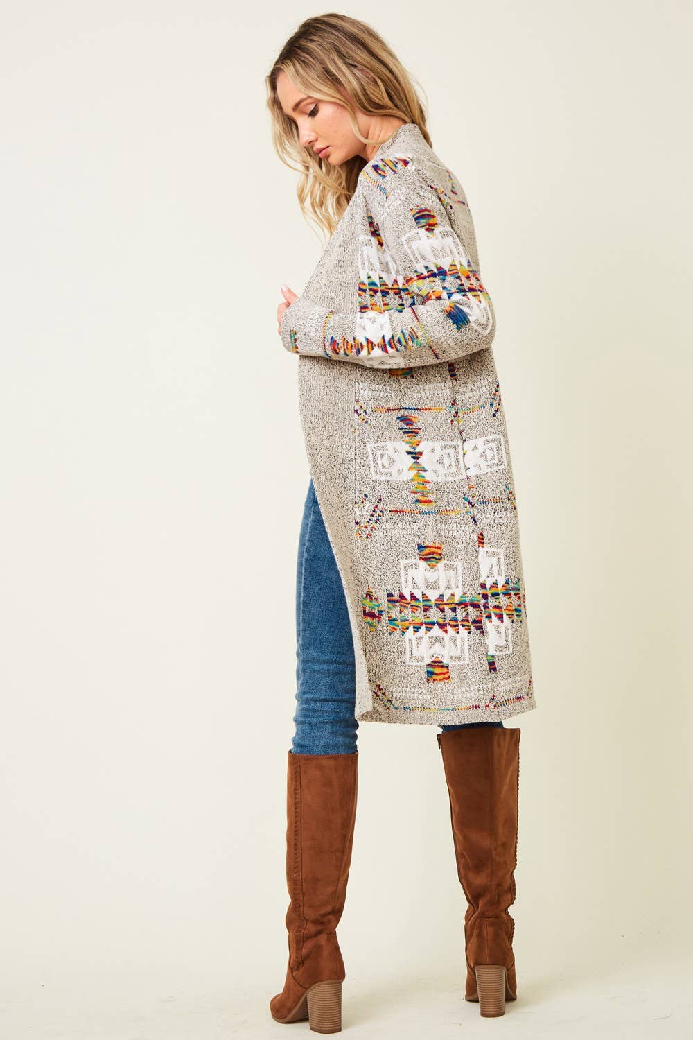 Multi Aztec Print Cardigan - Plus Size