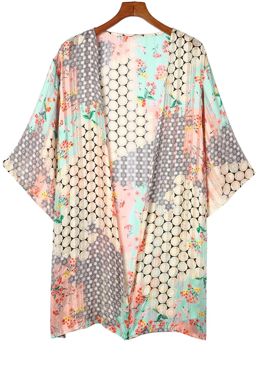 Multicolor Floral Open Sheer Shimmer Kimono - Chic Meadow Boutique 