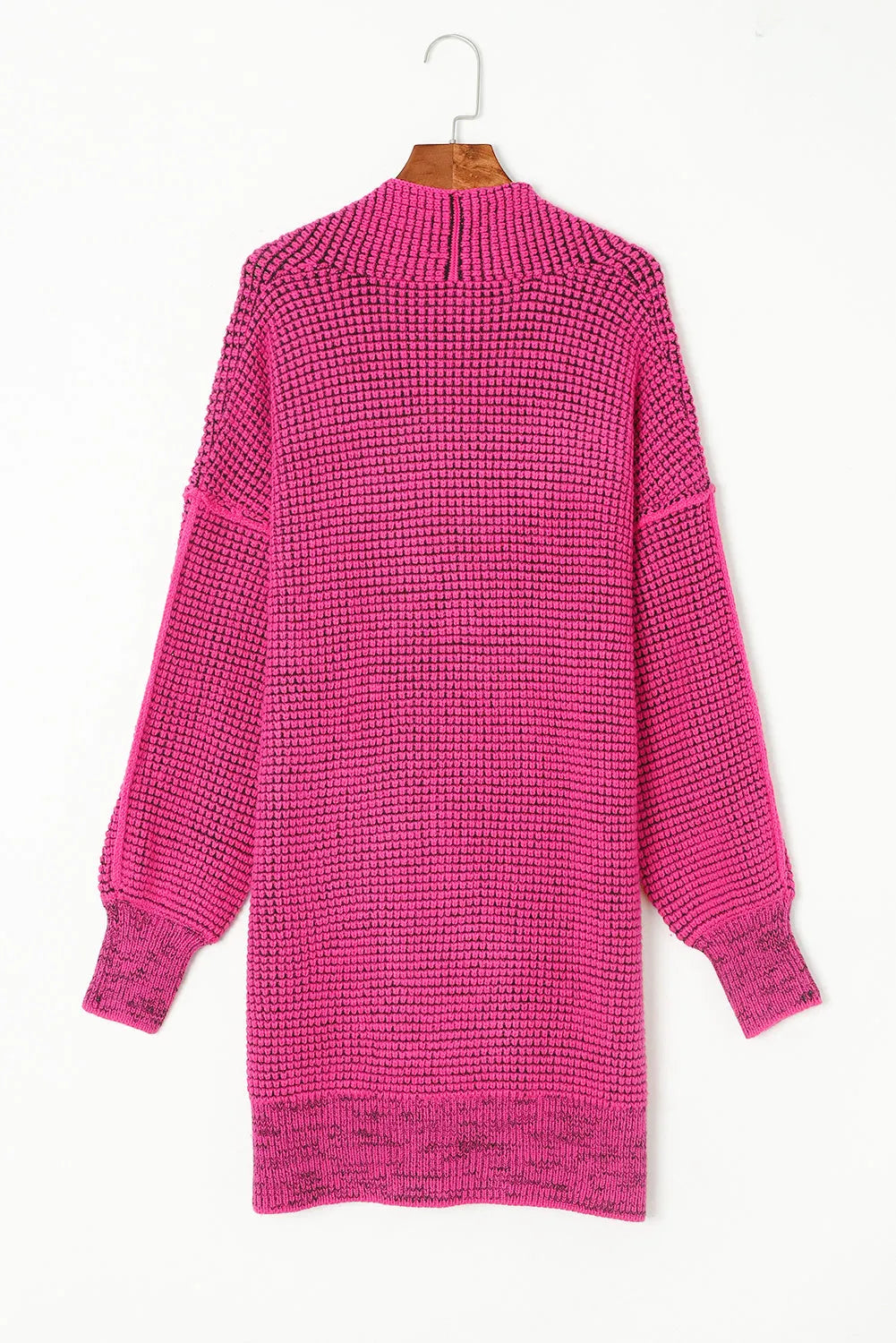 Rose Plaid Knitted Long Open Front Cardigan - Chic Meadow Boutique 