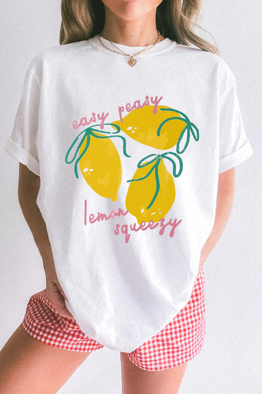 White Easy Peasy Lemon Squeezy Graphic Tee