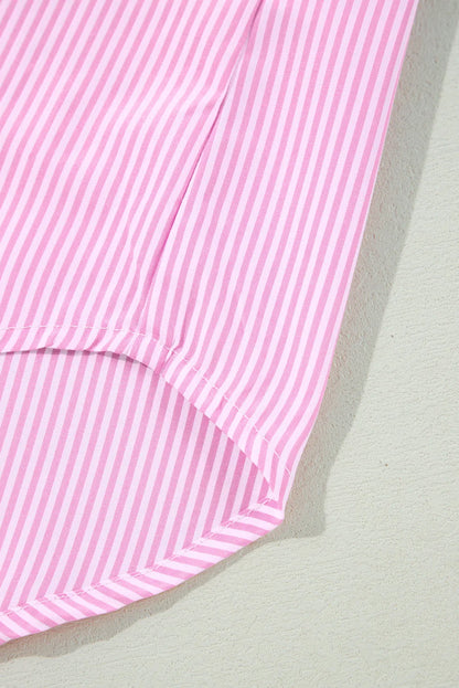 Pink Stripe Print Colorblock Plus Size Shirt - Chic Meadow Boutique 