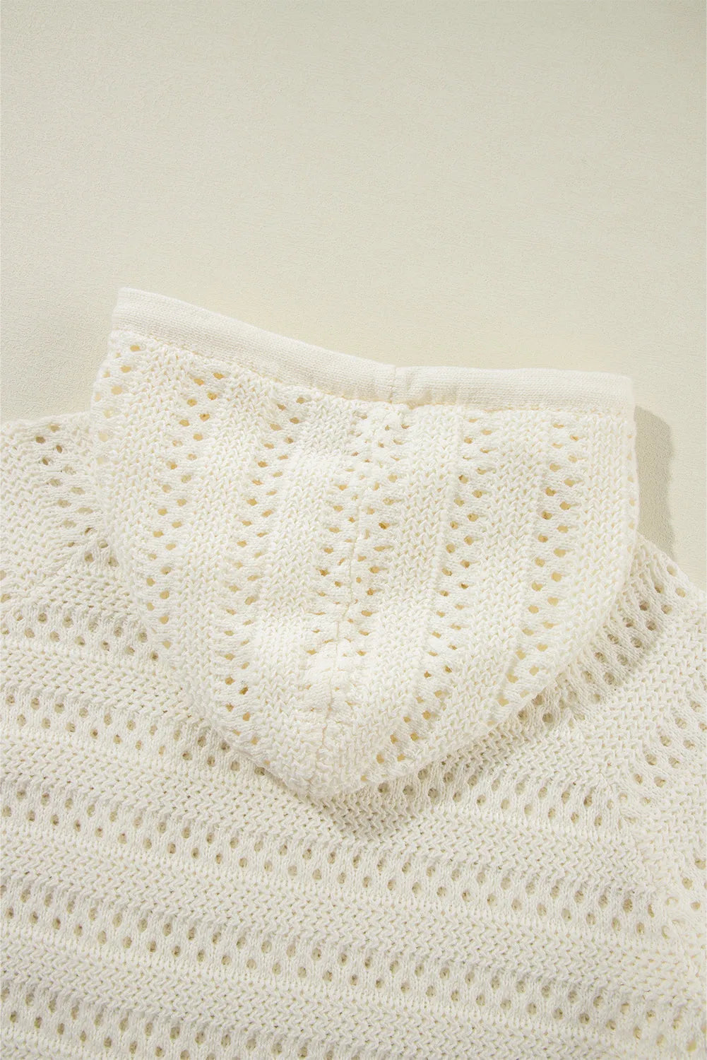 Tops/Sweaters & Cardigans White Pointelle Knit Raglan Sleeve Hooded Sweater