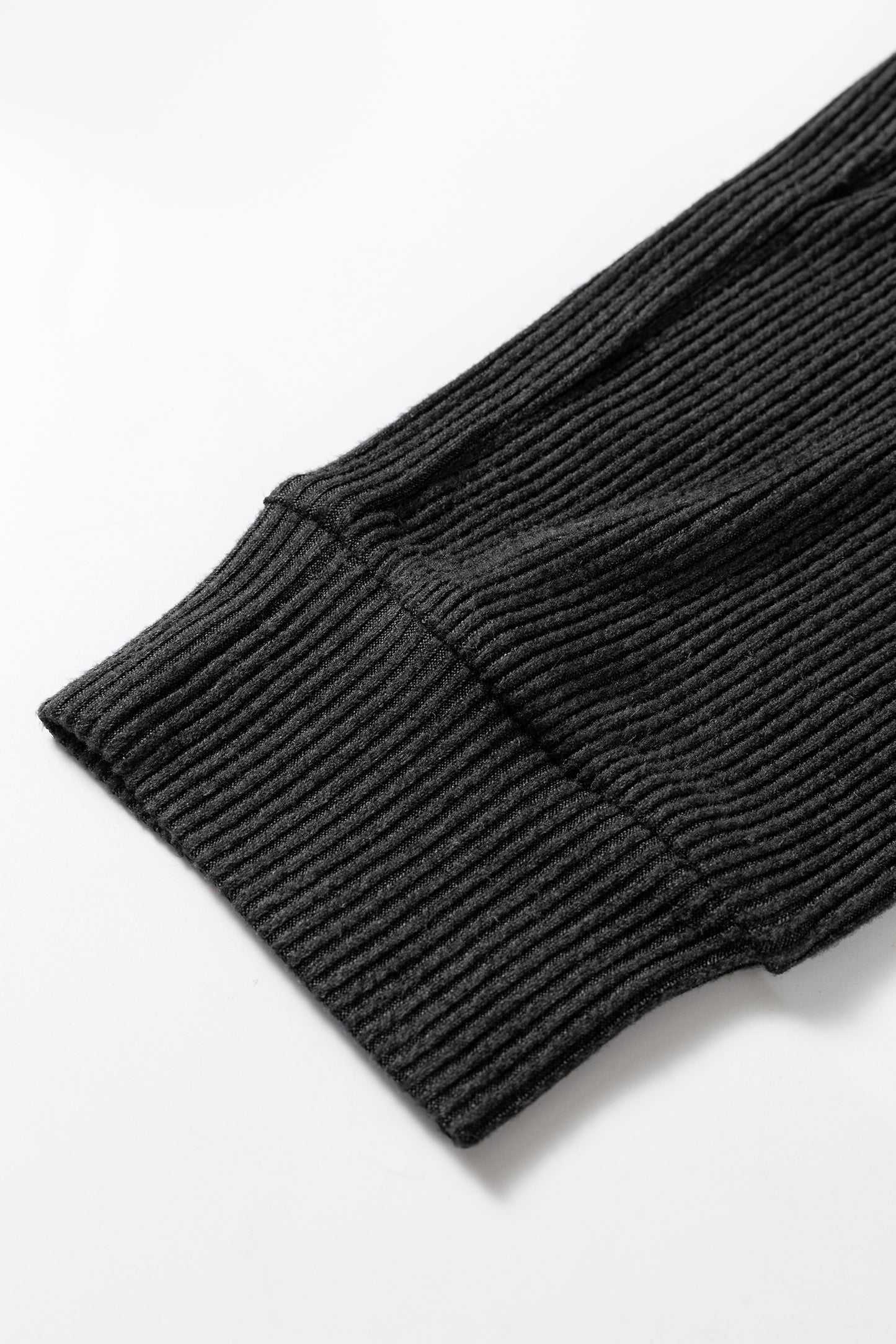 Black Ribbed Drawstring Active Jogger Pants