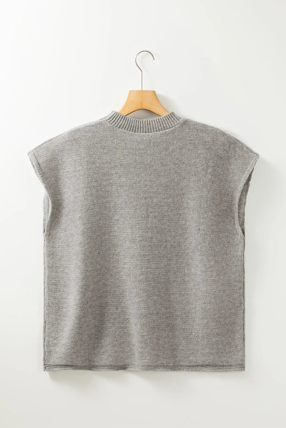 Gray Crew Neck Center Seamed Short Sleeve Sweater - Chic Meadow Boutique 