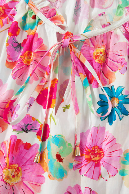Pink Plus Size Floral Print Ruched Short Sleeve Blouse