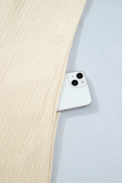 Jet Stream Half Buttons Ribbed Knit Wide Leg Jumpsuit