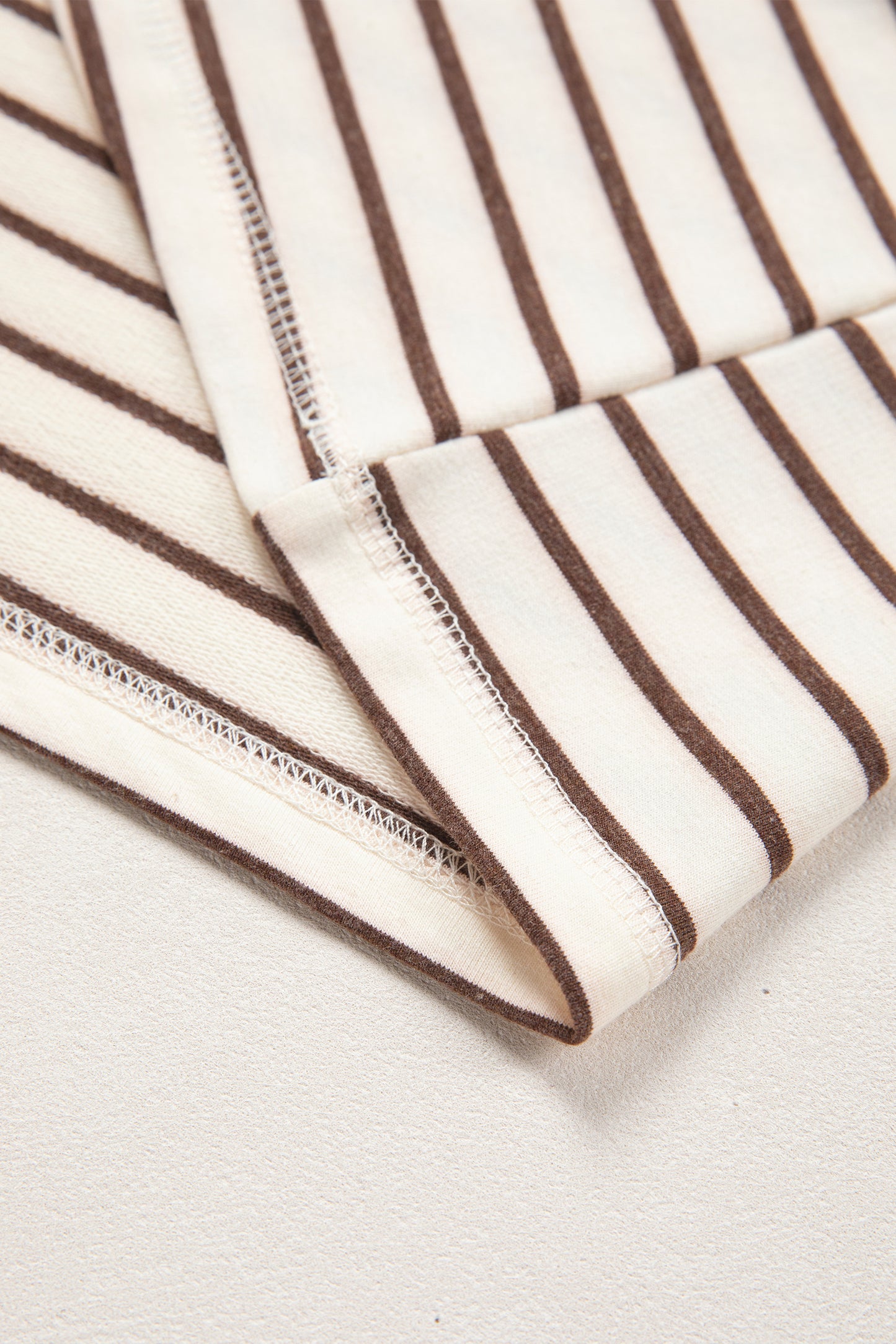 Brown Stripe Ribbed Round Neck Trim Loose Tank Top