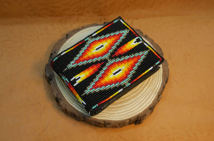 Black Handmade Beaded Bifold Wallet Gift of Men Gift for her