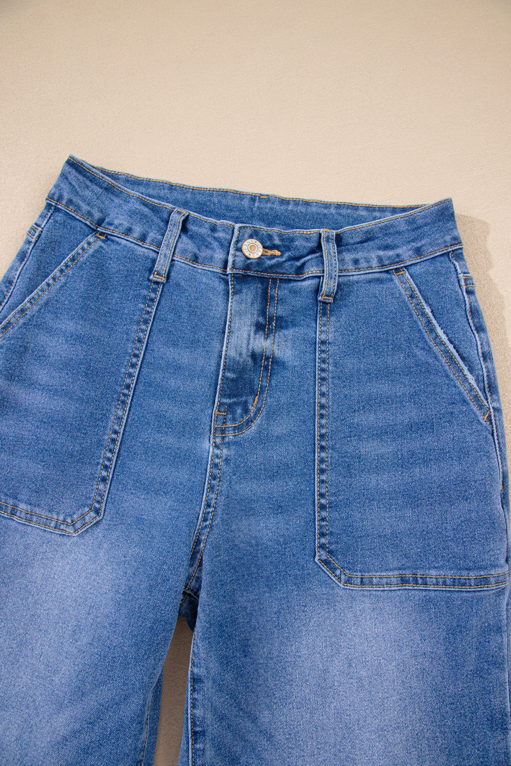 Sky Blue Cropped High Rise Wide Leg Jeans