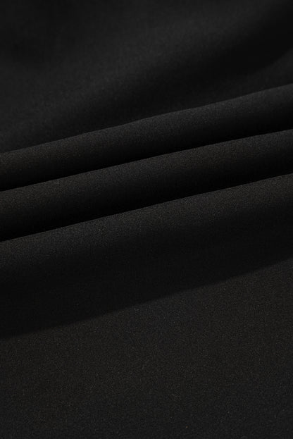 Black Crossed Waist Tiered Flowy Shorts