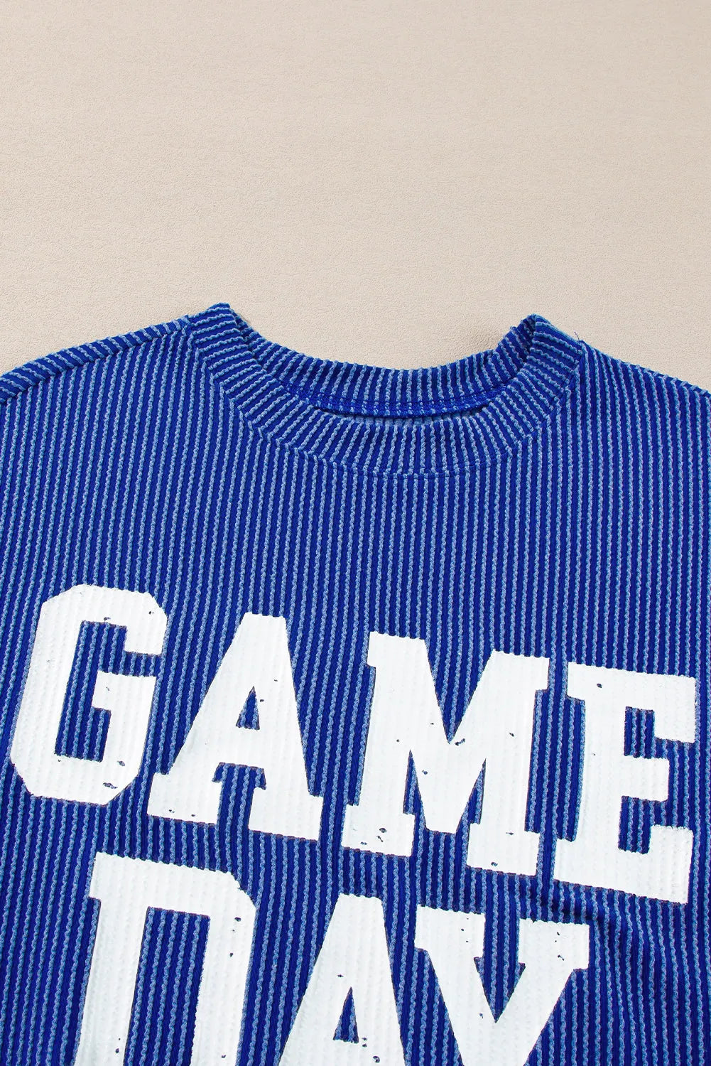 Bluing Corded GAME DAY Graphic Long Sleeve Crewneck Top - Chic Meadow Boutique 