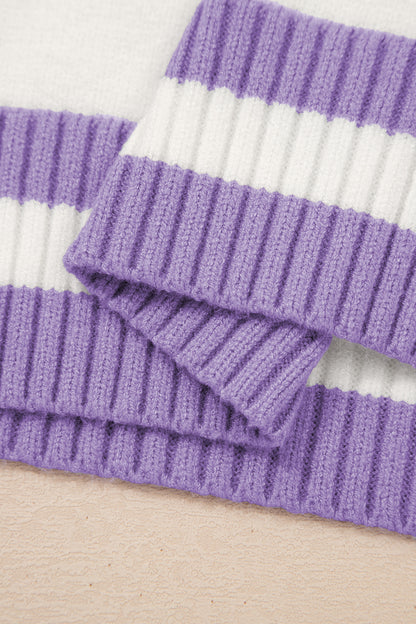 White Mardi Gras Tinsel Letter Graphic Short Sleeve Sweater