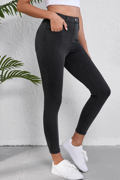 Black Skinny Fit Ankle High Waist Jeans - Chic Meadow Boutique 