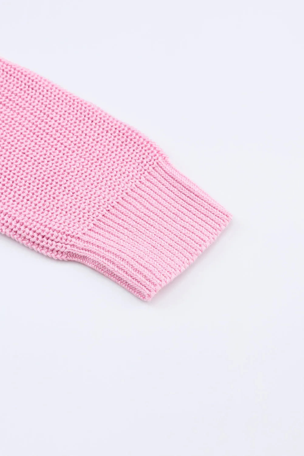 Tops/Sweaters & Cardigans Pink Ribbed Knit V Neck Sweater