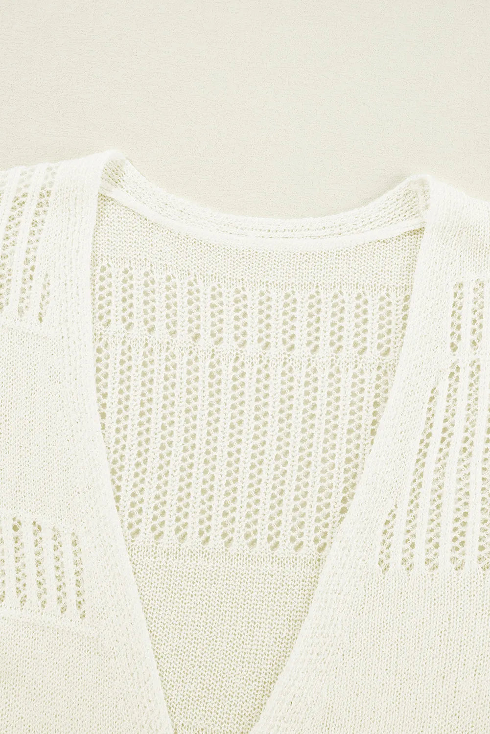 White Solid Color Lightweight Open Knit Tunic Cardigan - Chic Meadow Boutique 