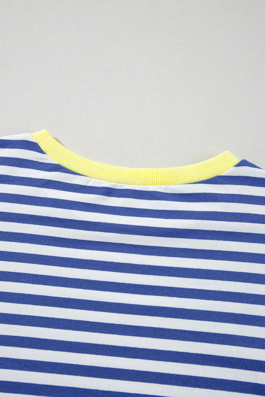 Blue Stripe Oversized Contrast Trim Pullover Sweatshirt - Chic Meadow Boutique 