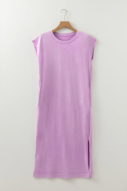 Wisteria Mineral Wash Pocketed T-shirt Long Dress