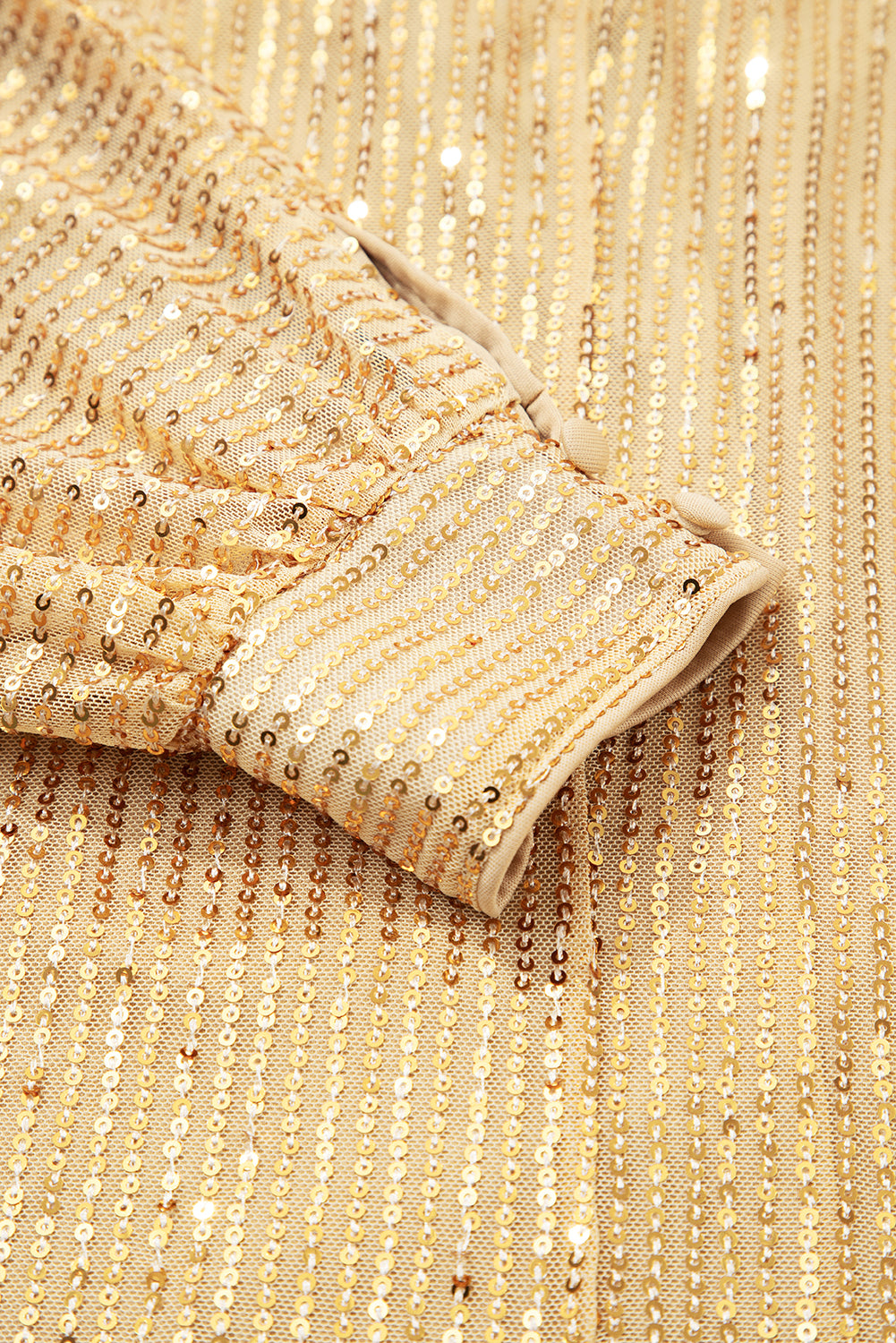 Gold Metallic Balloon Sleeve Buttoned High Neck Loose Blouse