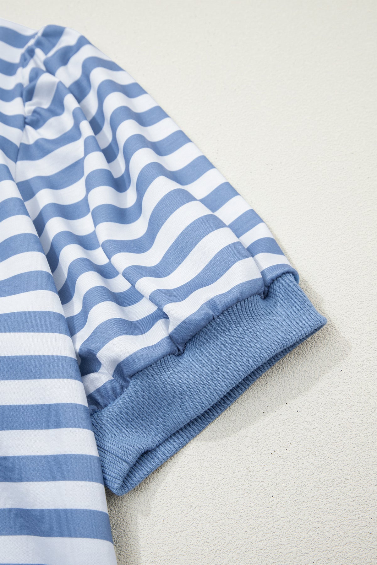 Sky Blue Stripe Short Bubble Sleeve T Shirt