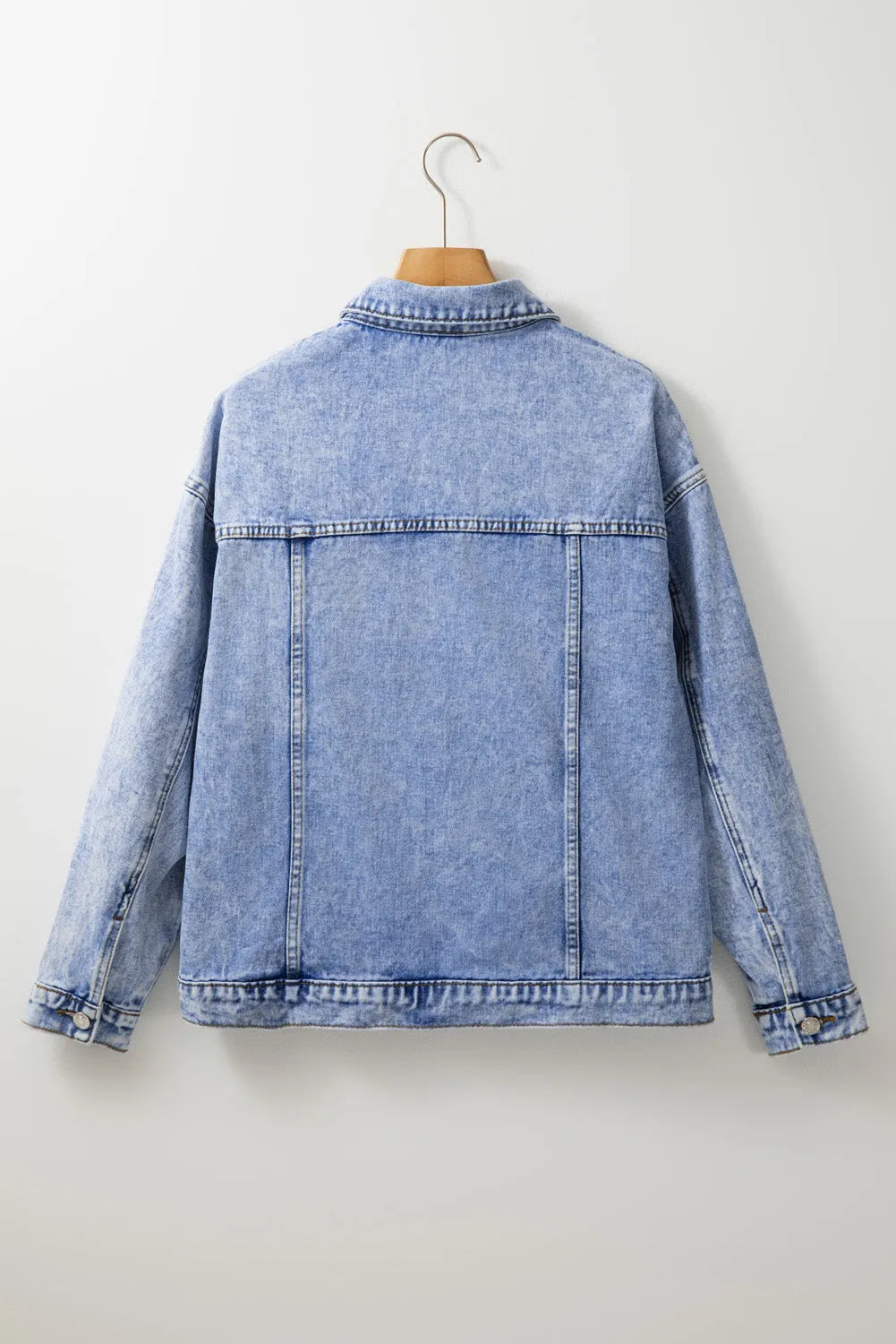 Beau Blue Vintage Washed Flap Pockets Denim Jacket - Chic Meadow Boutique 