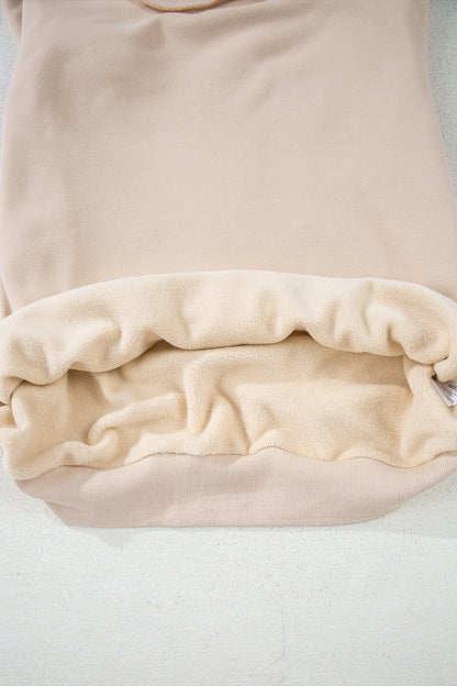 Apricot Oversize Drop Shoulder Reversible Mock Neck Sweatshirt