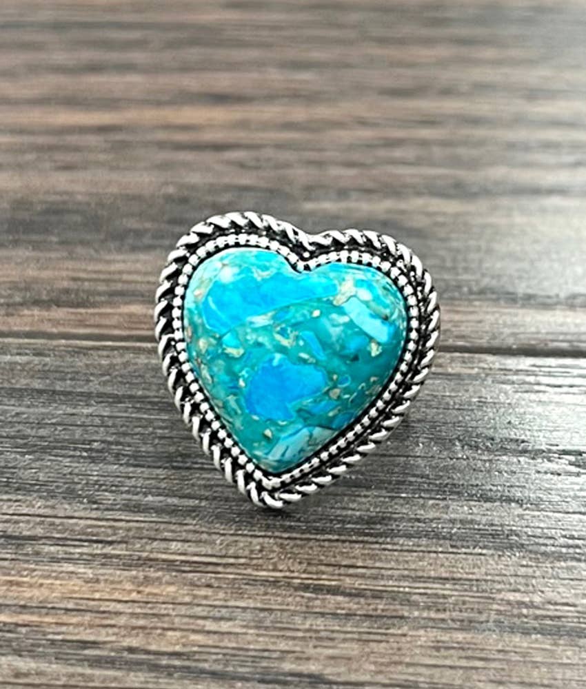 750497, Heart Gemstone Adjustable Ring