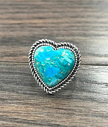 750497, Heart Gemstone Adjustable Ring