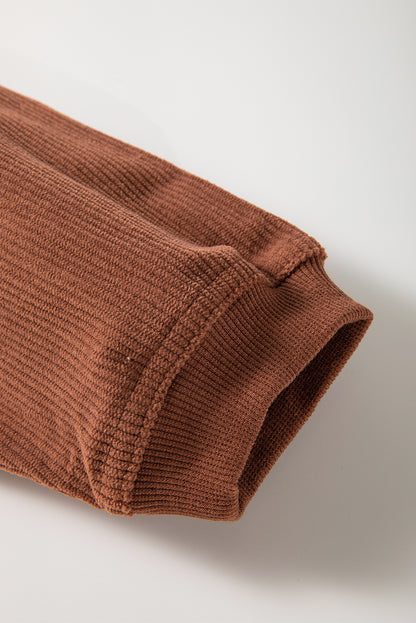 Chestnut Ribbed Corduroy Oversized Sweatshirt