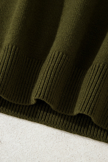 Brown Colorblock Crew Neck Drop Shoulder Sweater