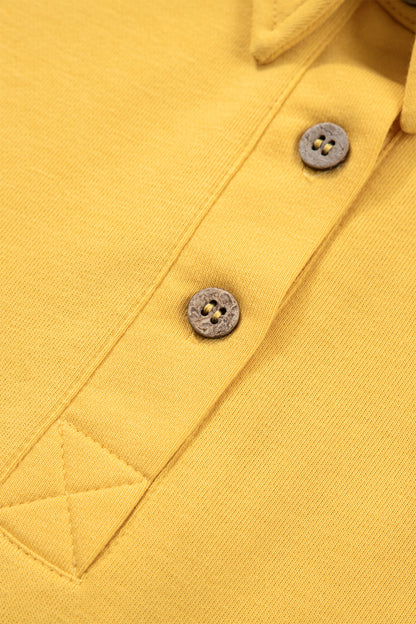 Banana Cream Loose Polo Tee Elastic Waist 2pcs Short Set