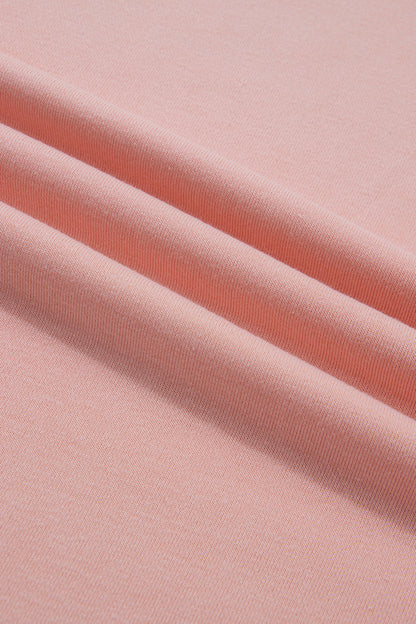 Pink Solid Color High Neck Cap Sleeve Loose Top