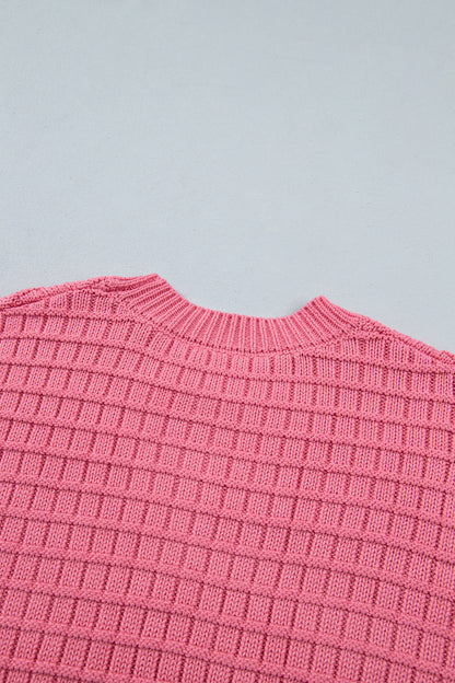 Peach Blossom Drop Shoulder Long Sleeve Knit Regular Fit Sweater