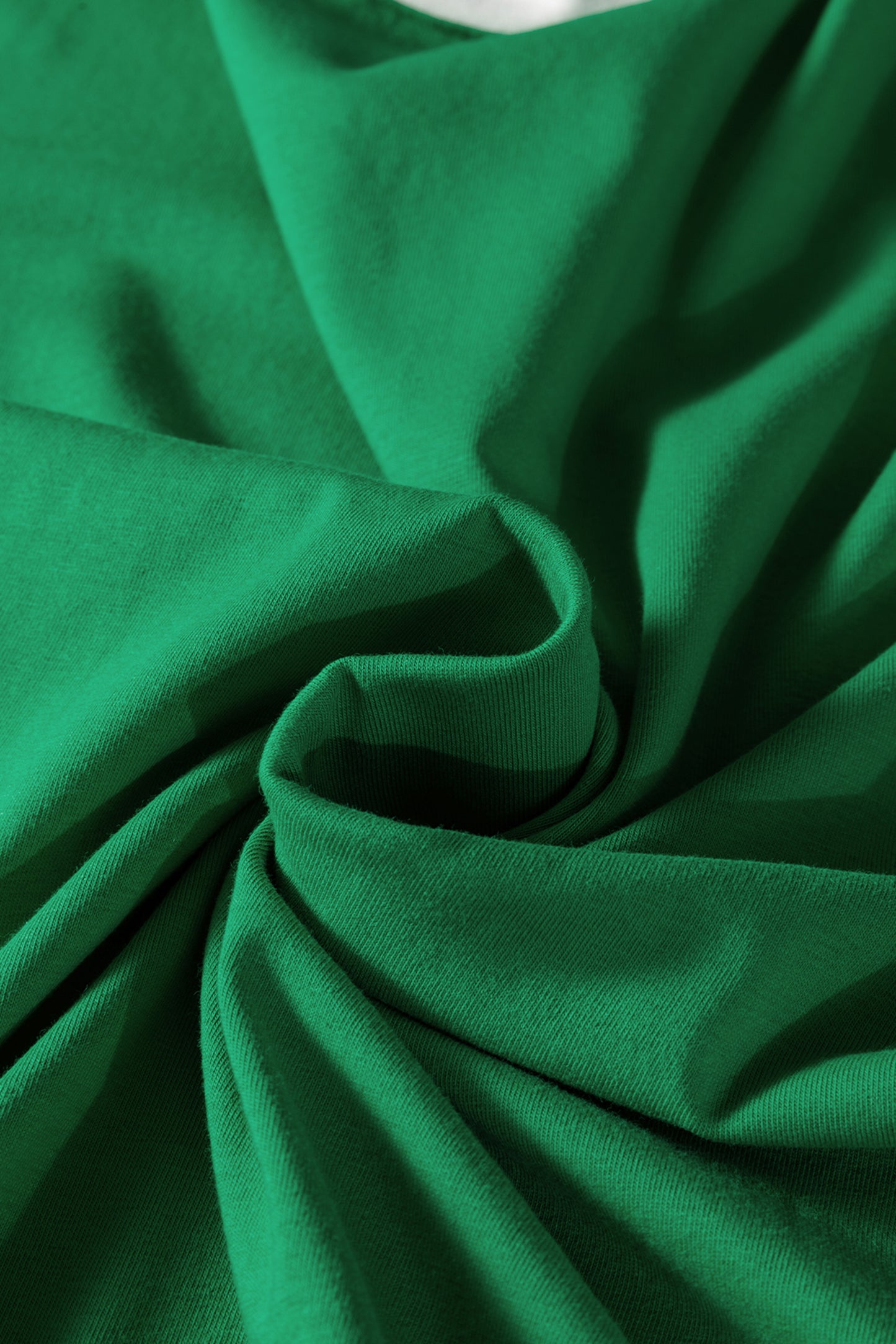 Bright Green Varsity Striped Accent Contrast Crew Neck Long Sleeve T Shirt