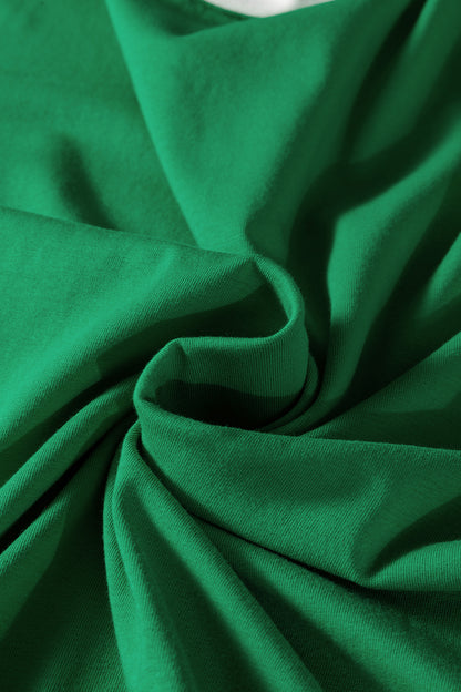 Bright Green Varsity Striped Accent Contrast Crew Neck Long Sleeve T Shirt