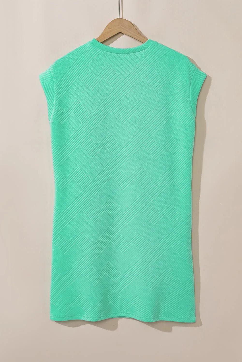 Dresses/T Shirt Dresses Mint Green Textured Cap Sleeve T Shirt Dress