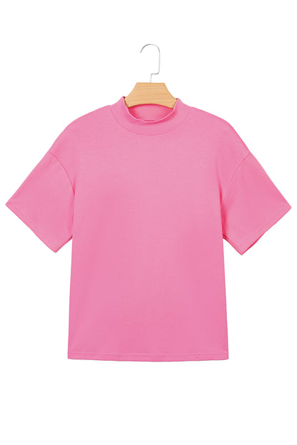 Sachet Pink Solid Color High Neck Oversize Tee