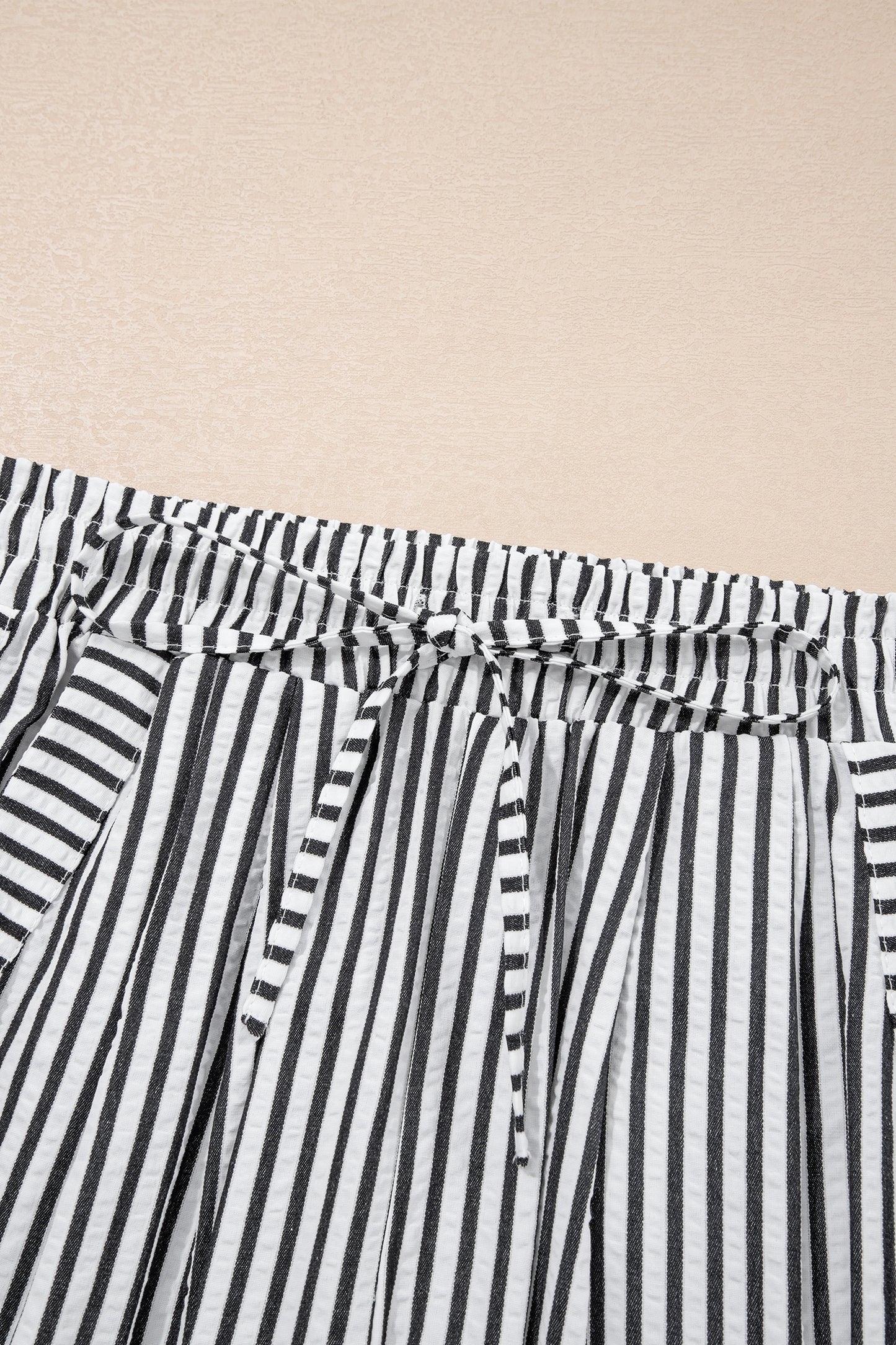 Black Stripe Wide Leg Casual Pants