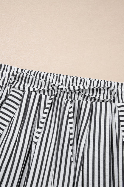 Black Stripe Wide Leg Casual Pants
