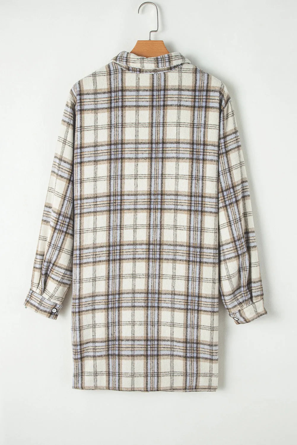 White Plaid Print Tunic Plus Size Shacket with Slits - Chic Meadow Boutique 