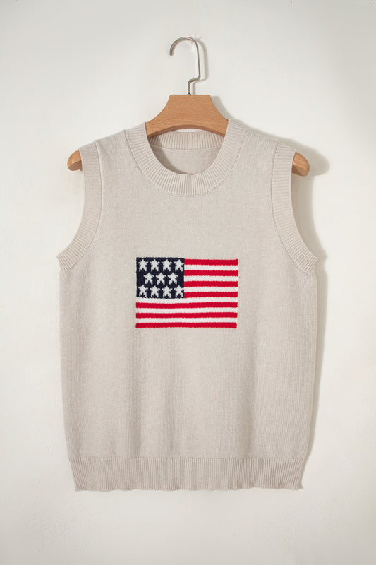 Parchment American Flag Sleeveless Sweater
