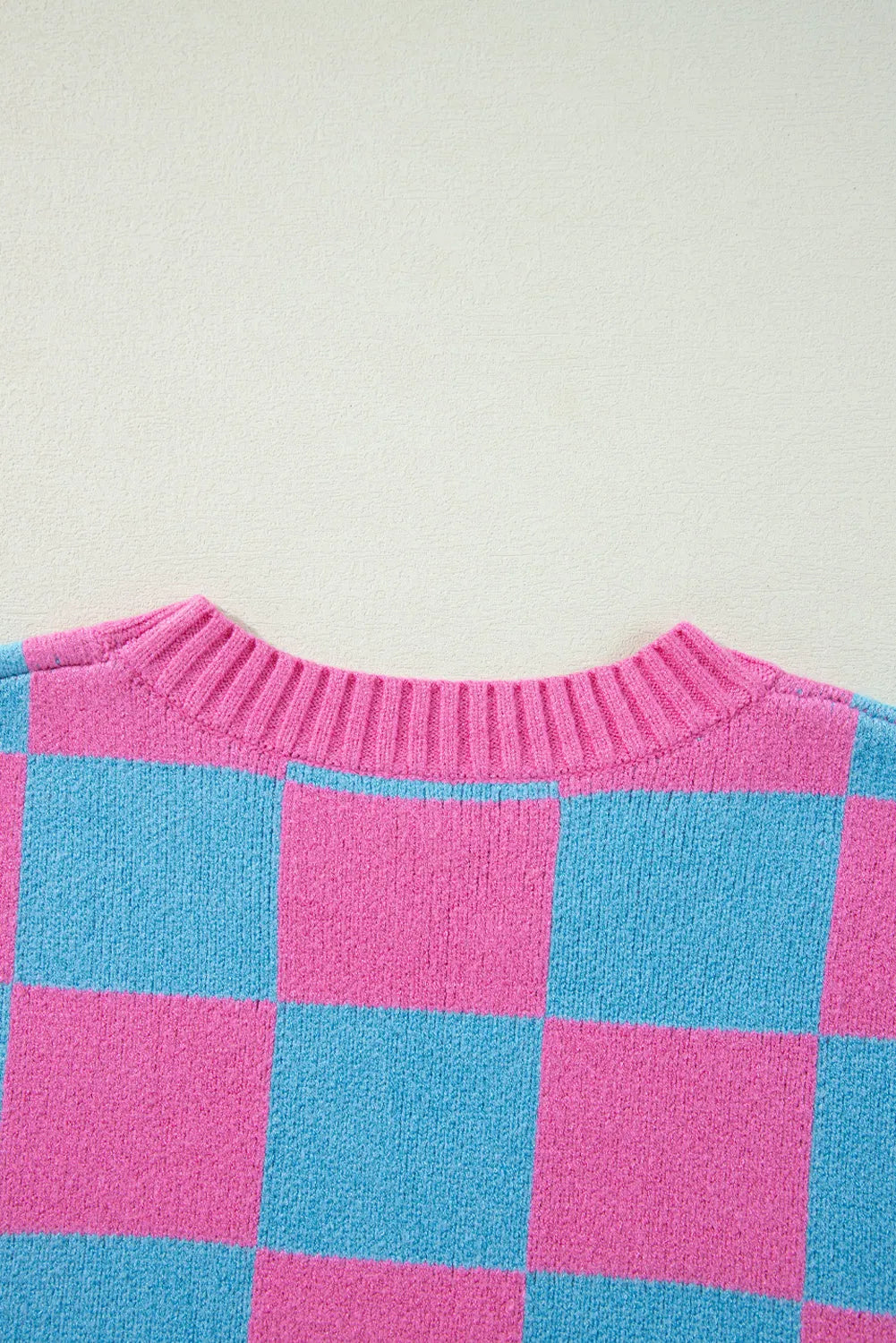 Sachet Pink Colorblock Plaid Pattern Ribbed Trim Sweater Tank Top - Chic Meadow Boutique 